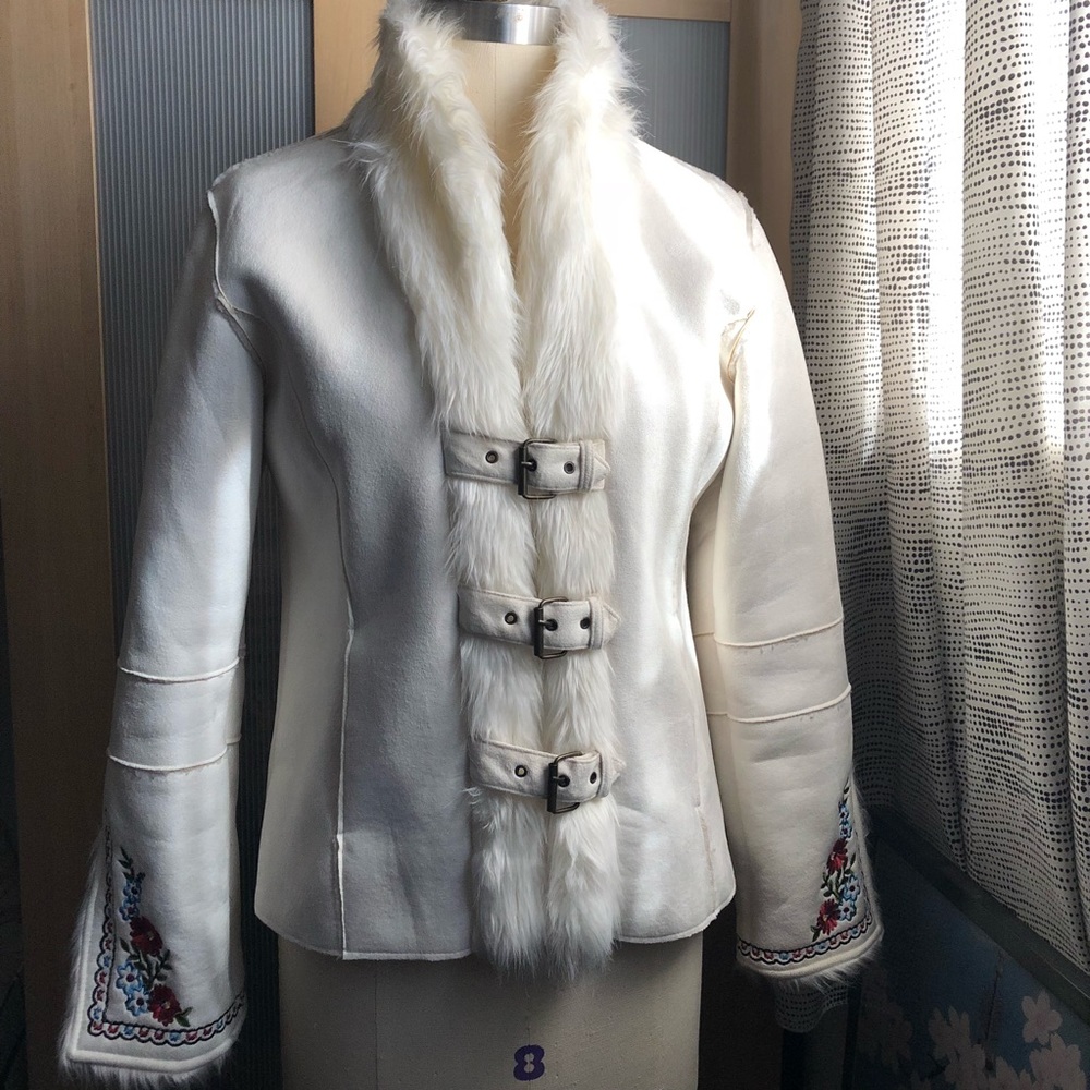 Plush Buckled furry & embroidered Jacket